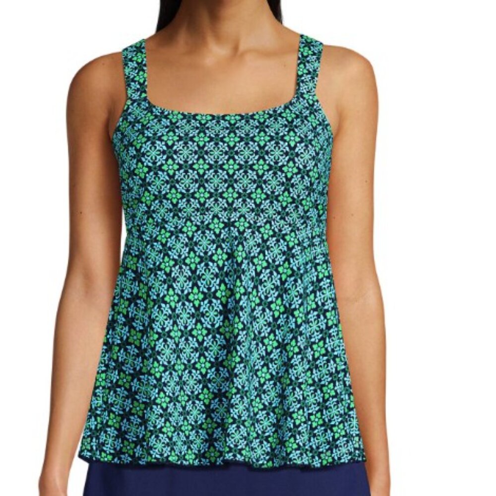 Lands' End Flutter Scoop Neck Tankini - Size: XS Long - NWT